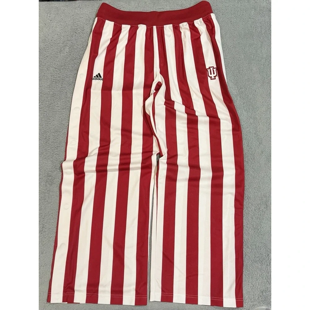 2013 Adidas Indiana University IU Mens L Candy Striped Tearaway Basketball Pants